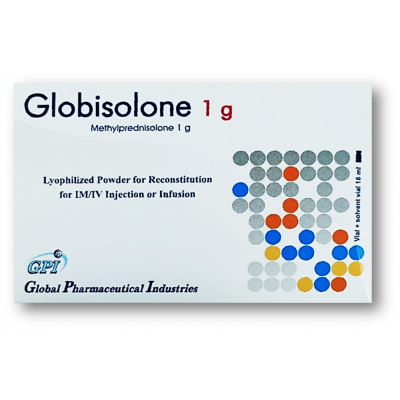 GLOBISOLONE 1 GM ( METHYLPREDNISOLONE ) IV / IM LYOPHILIZED POWDER FOR INFUSION VIAL + 16 ML SOLVENT VIAL